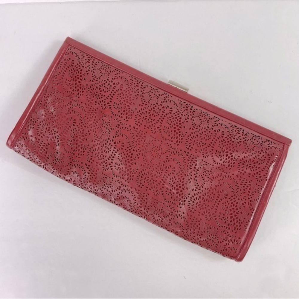 Red Laser Cut Large Hinged Clutch